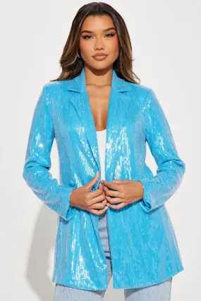 Alana Sequin Blazer - Aqua