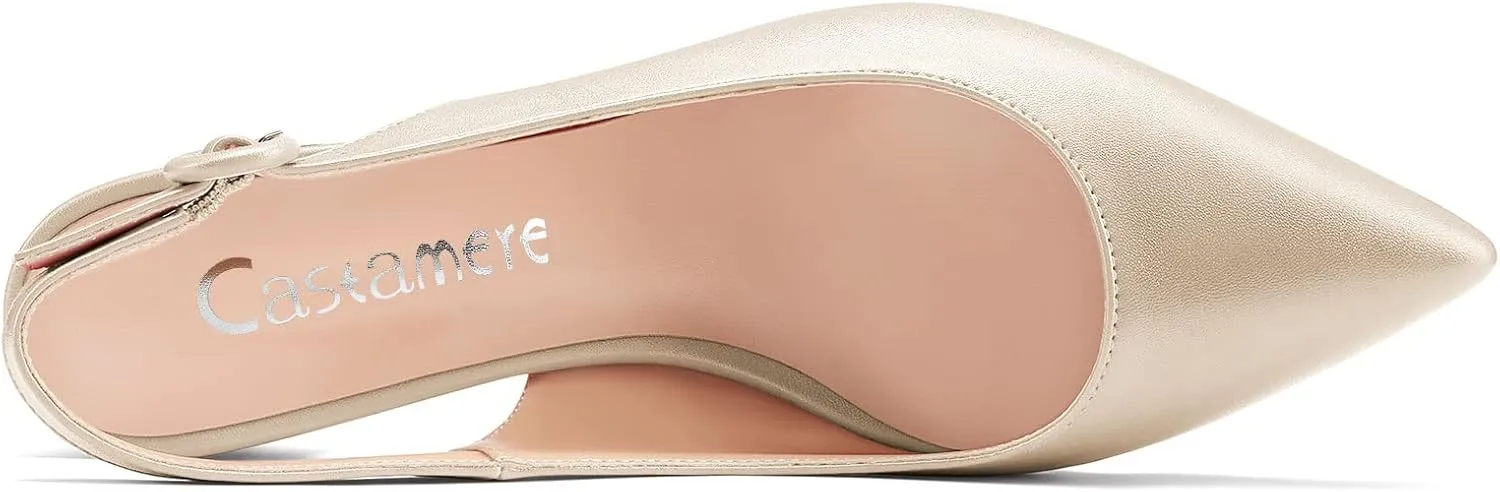 Castamere Women Chunky Block Low Heel Pointed Toe Slingback Pumps Slip-on Classic Dress Office 2.0 Inches Heels
