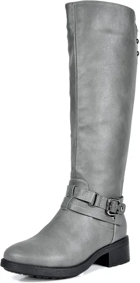 DREAM PAIRS Women's Knee High Boots, Buckle Riding Boots