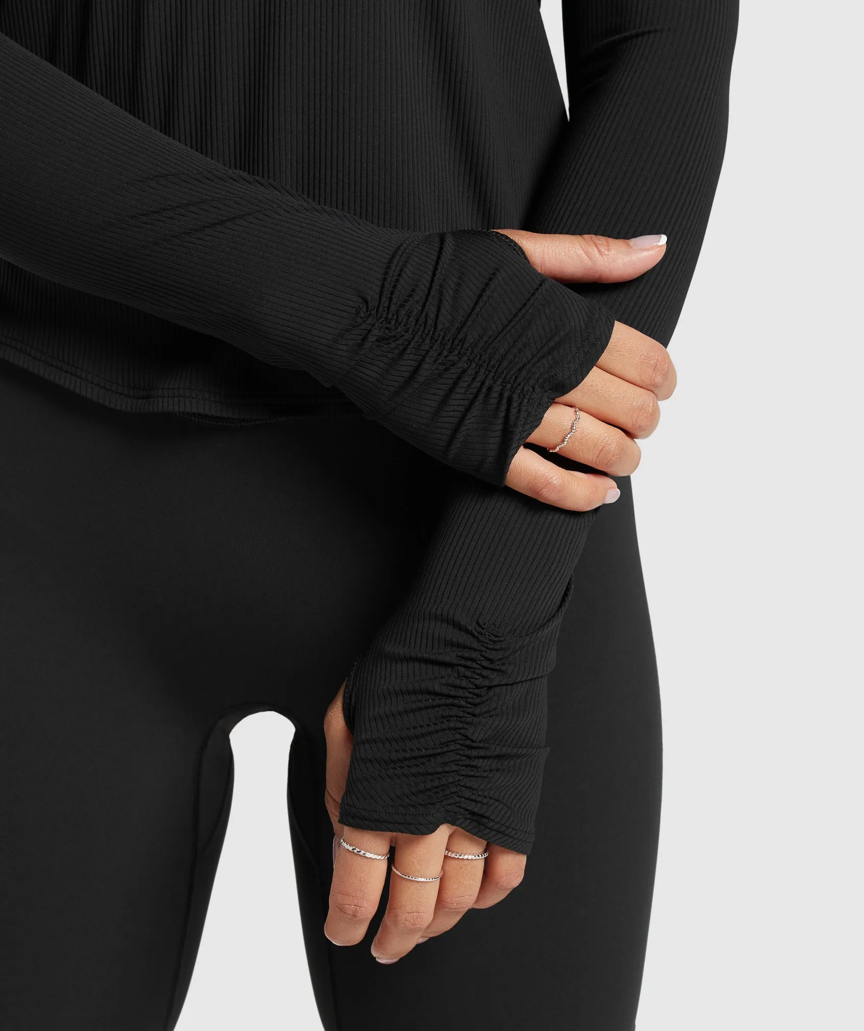 Gymshark Elevate Long Sleeve Ruched Top - Black