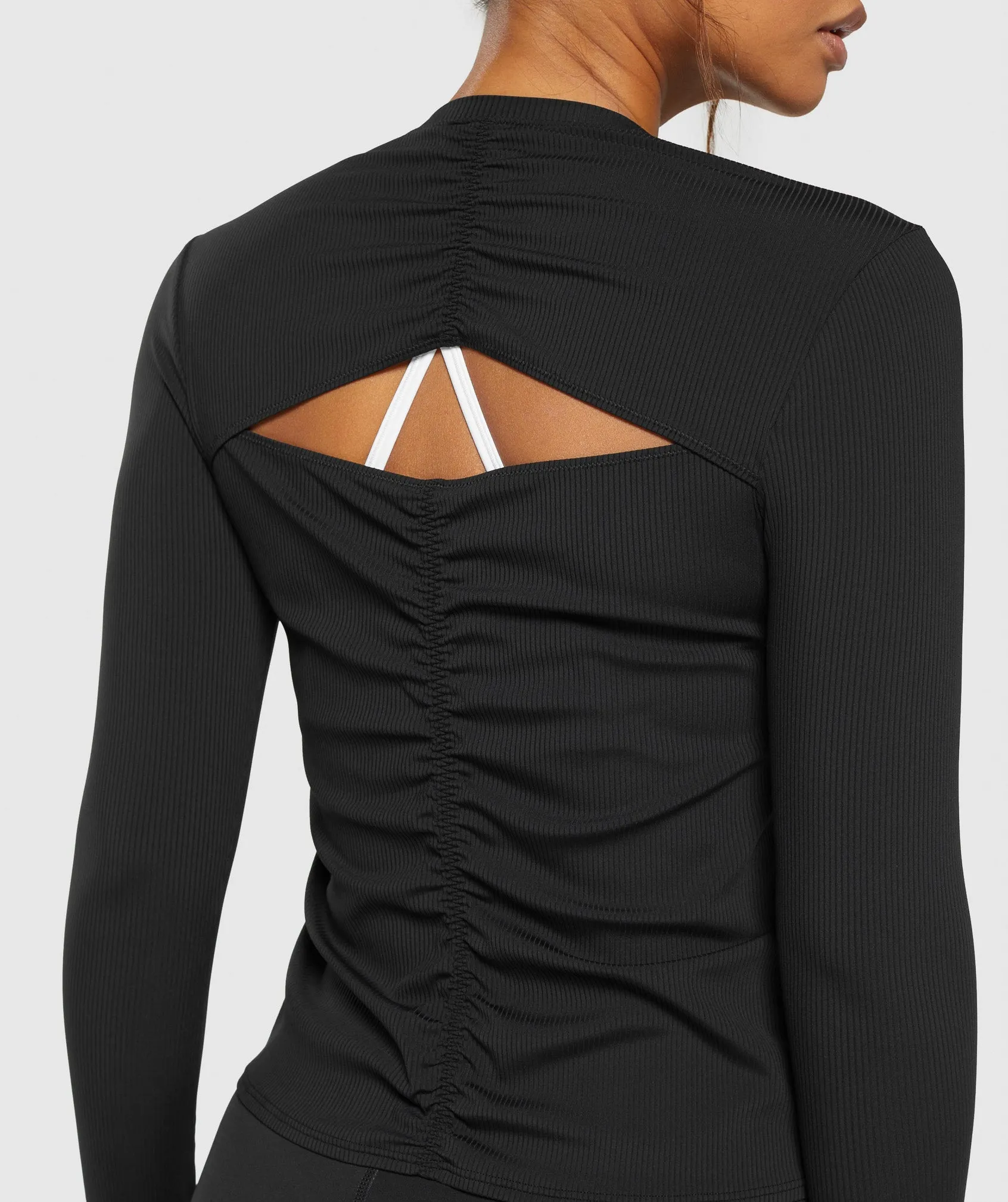 Gymshark Elevate Long Sleeve Ruched Top - Black
