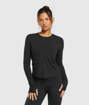 Gymshark Elevate Long Sleeve Ruched Top - Black