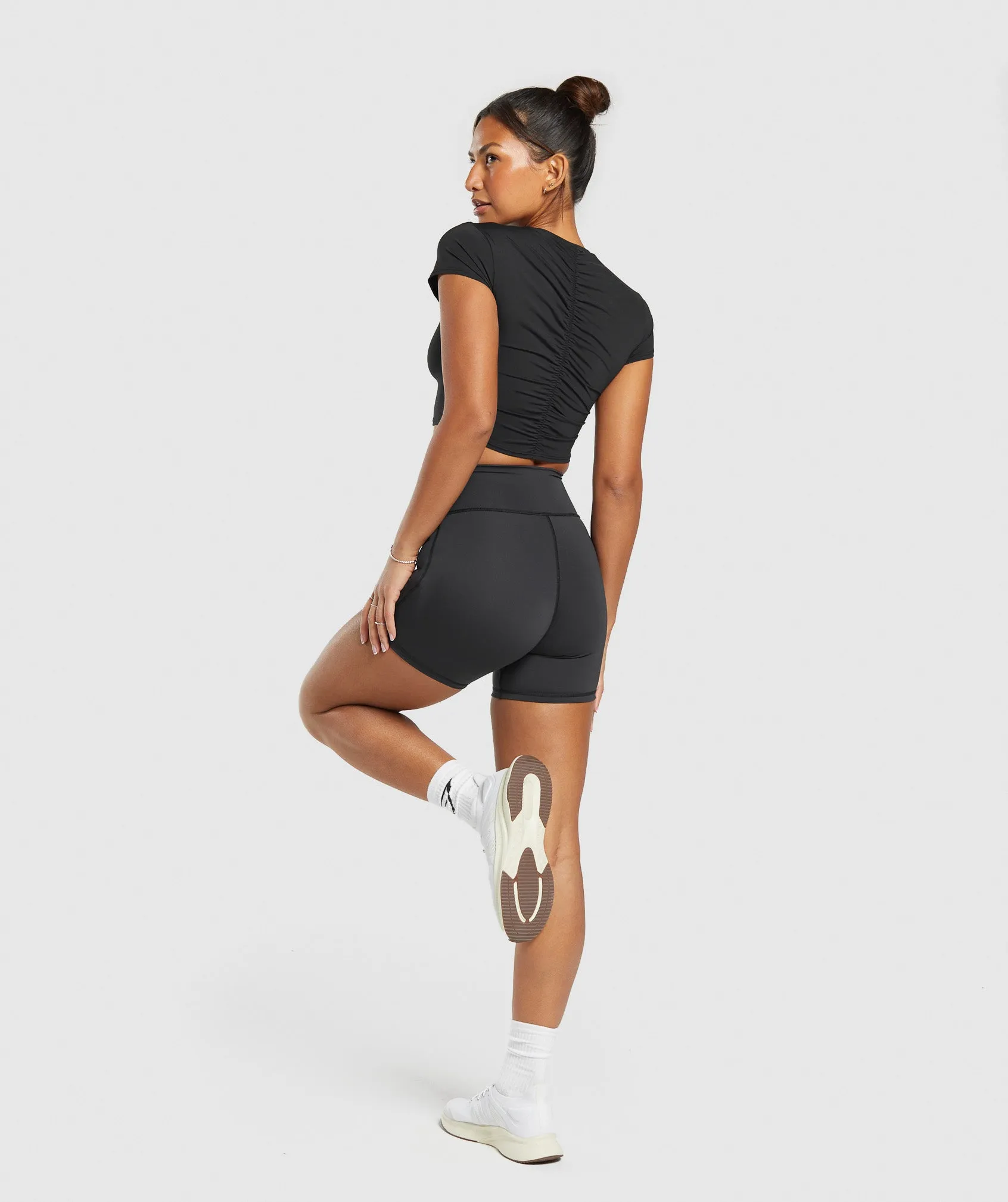 Gymshark Elevate Ruched Crop Top - Black