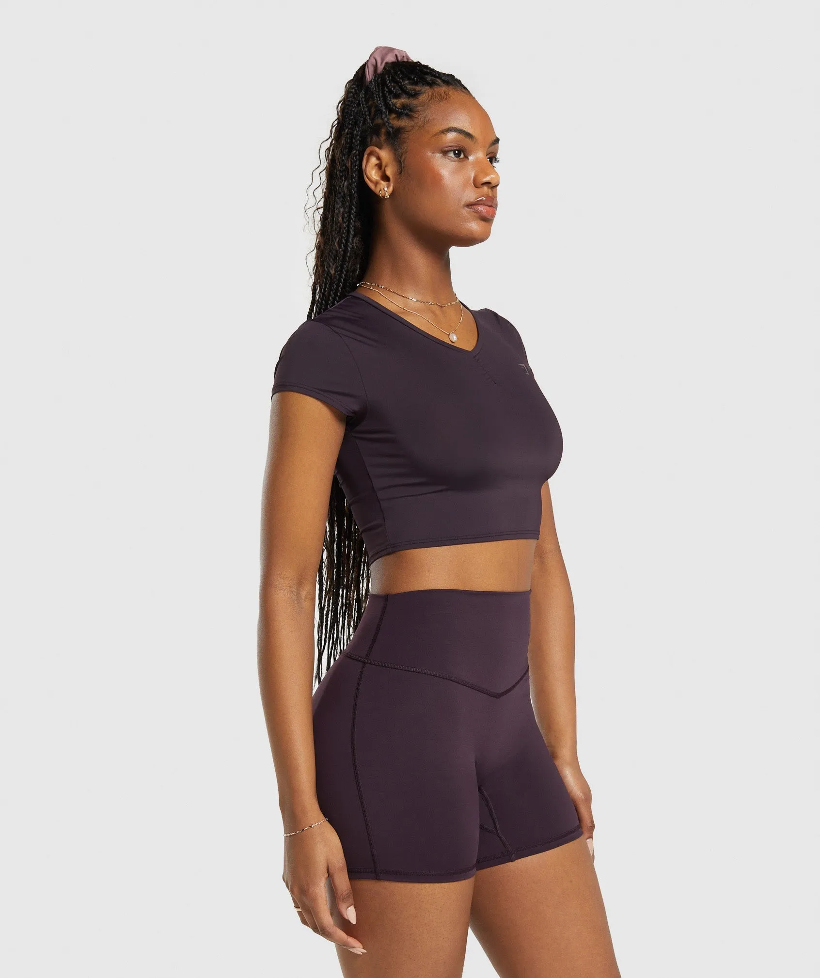 Gymshark Elevate Ruched Crop Top - Plum Brown