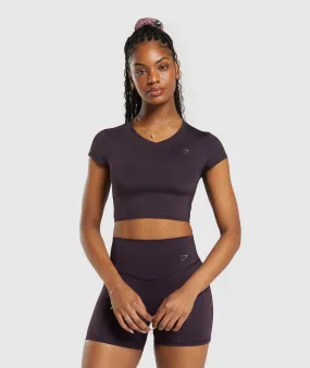 Gymshark Elevate Ruched Crop Top - Plum Brown