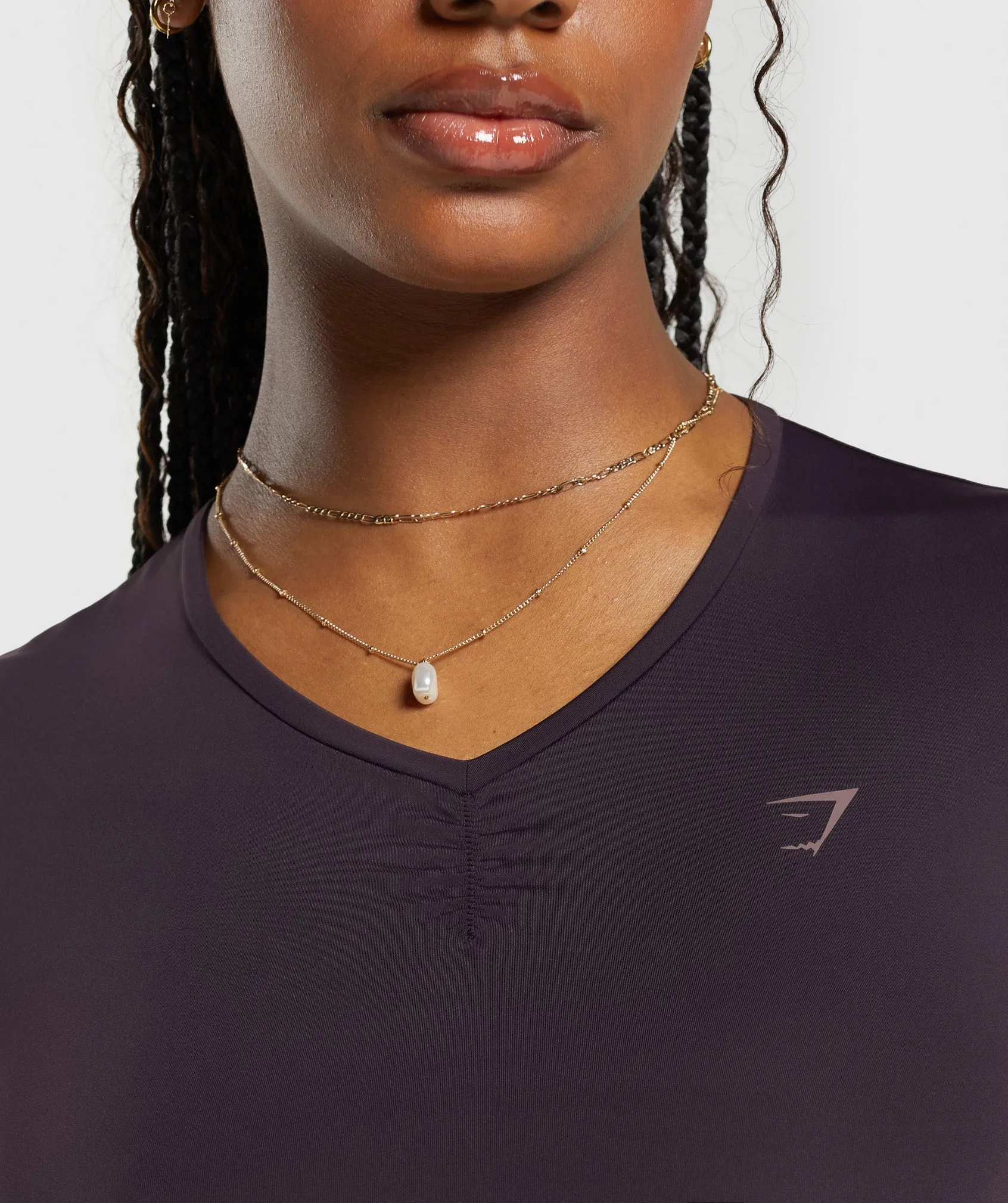 Gymshark Elevate Ruched Crop Top - Plum Brown