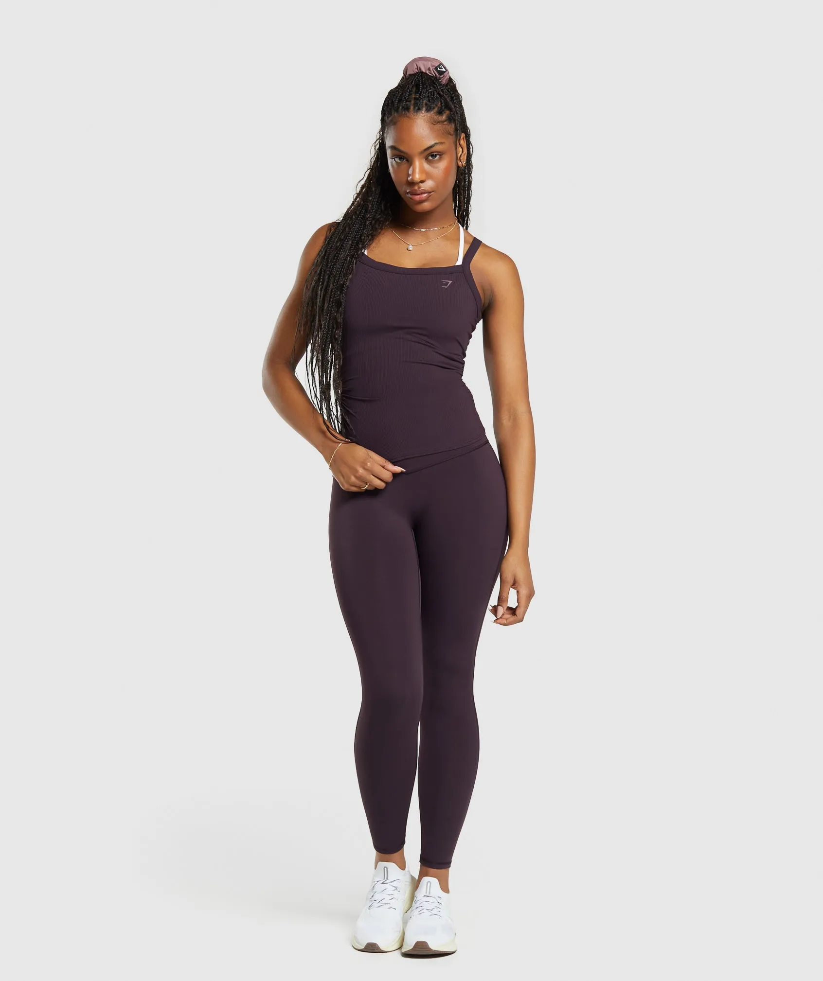 Gymshark Elevate Ruched Tank - Plum Brown