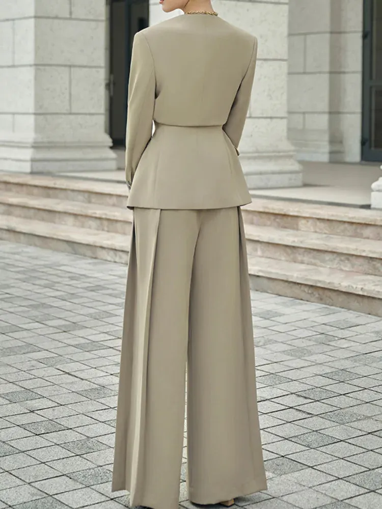 HEYFANCYSTYLE Elegant Chic Office Wide Leg 2-Piece Set