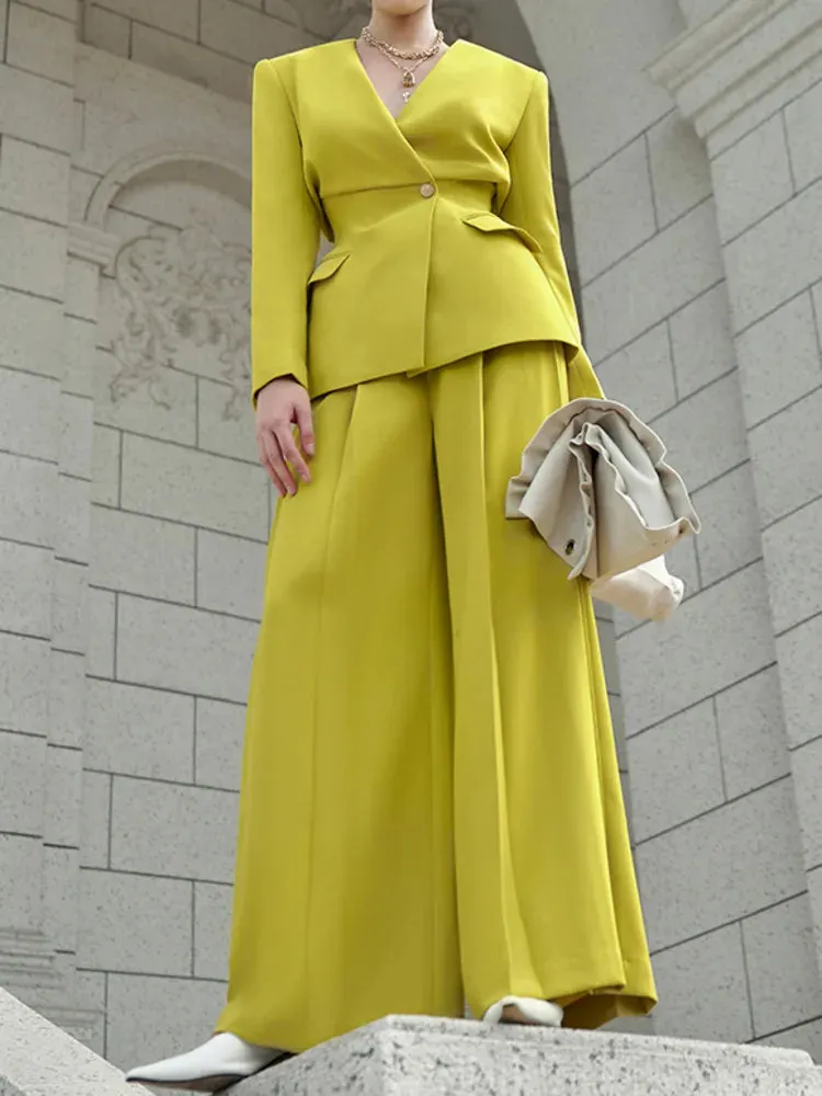 HEYFANCYSTYLE Elegant Chic Office Wide Leg 2-Piece Set