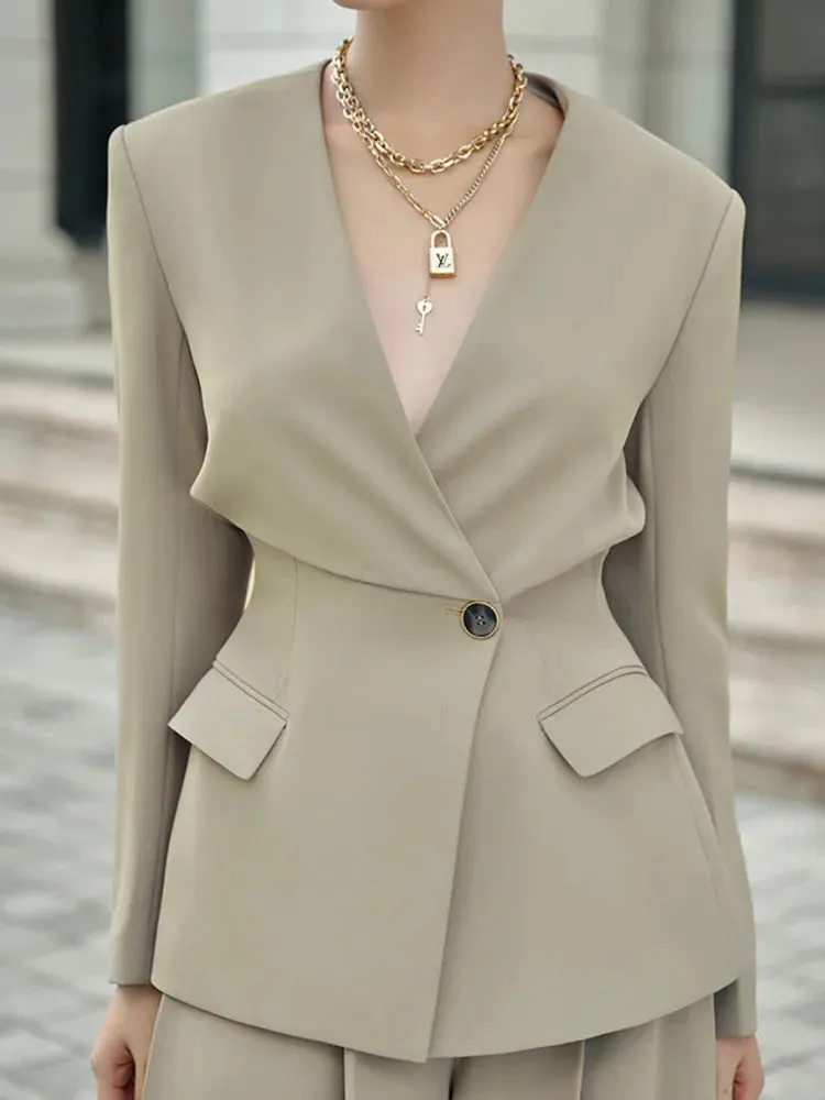HEYFANCYSTYLE Elegant Chic Office Wide Leg 2-Piece Set