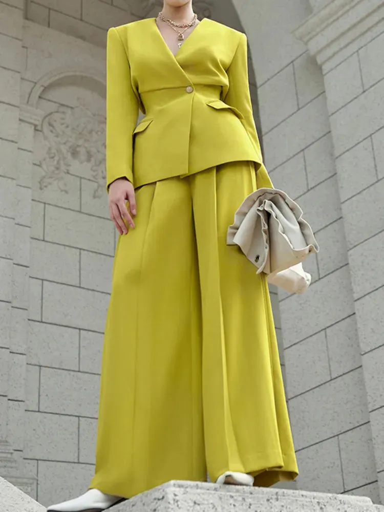 HEYFANCYSTYLE Elegant Chic Office Wide Leg 2-Piece Set