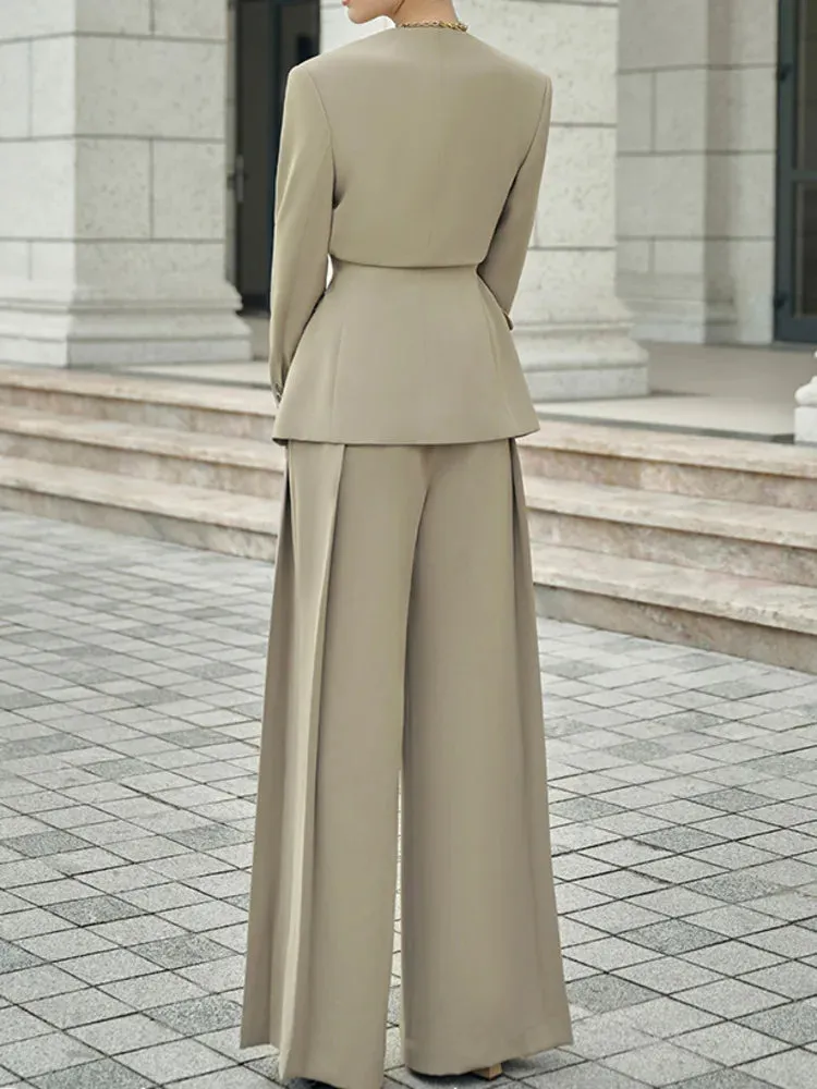 HEYFANCYSTYLE Elegant Chic Office Wide Leg 2-Piece Set