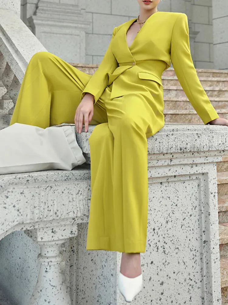 HEYFANCYSTYLE Elegant Chic Office Wide Leg 2-Piece Set