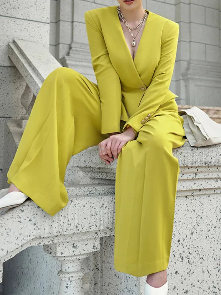 HEYFANCYSTYLE Elegant Chic Office Wide Leg 2-Piece Set
