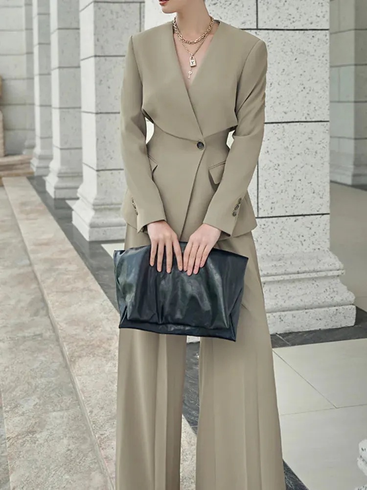 HEYFANCYSTYLE Elegant Chic Office Wide Leg 2-Piece Set