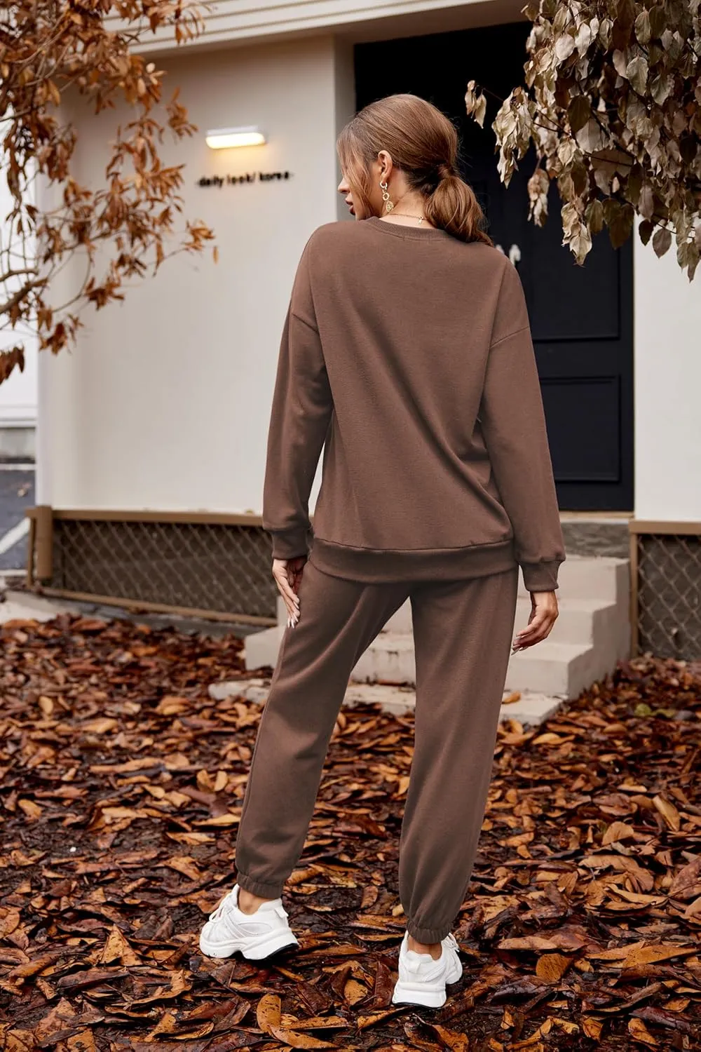 HOTOUCH Fleece Sweatsuit 2 Piece Outfit Winter Sherpa Lined Tracksuit Warm Up Suits Thick Sweatshirt and Sweatpants Sets
