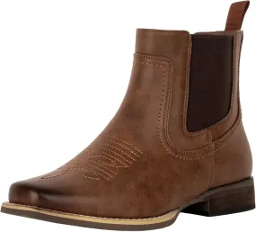 J's.o.l.e Ankle Cowboy Boots for Men Square Toe Chelsea Boots Mens Casual Retro Stylish Boots