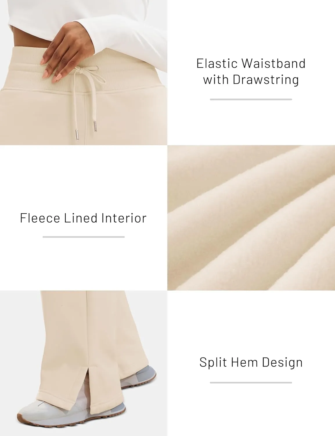MAGCOMSEN Women's Wide Leg Sweatpants Fleece Lined Lounge Pants High Waisted Baggy Warm Winter Pants with Pockets