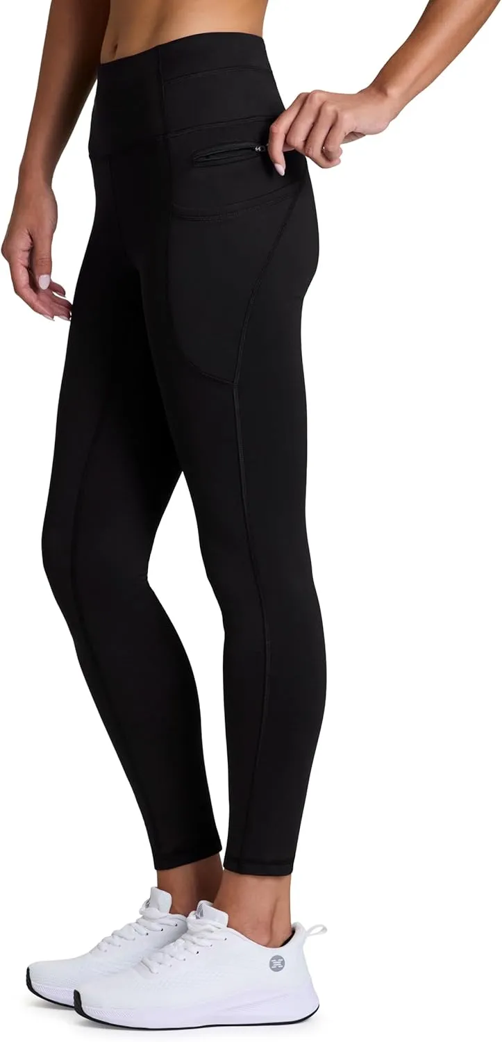 RBX Fleece-Lined Leggings for Women Yoga Pants with Pockets Gym Pants for Cold Weather Full-Length Leggings for Running Yoga