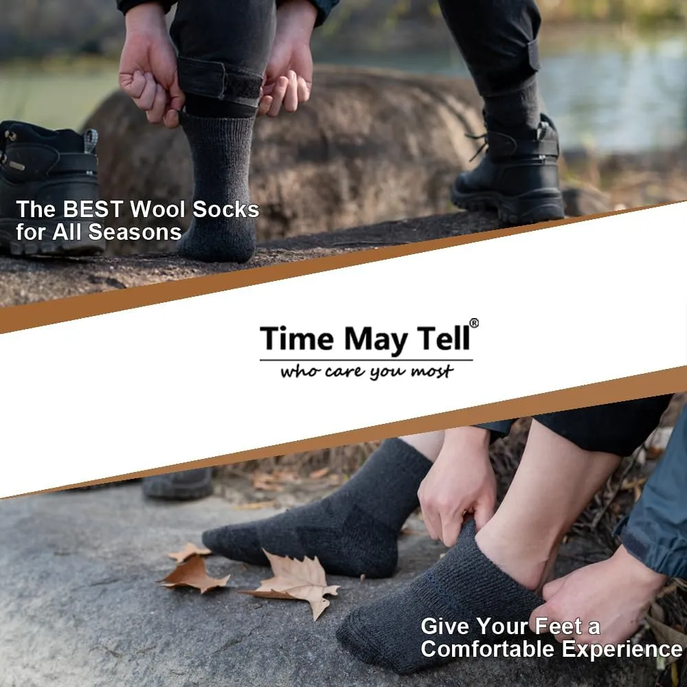 Time May Tell Mens Merino Wool Hiking Cushioning Socks For Outdoor Wool-Socks-For-Mens 3 Pack