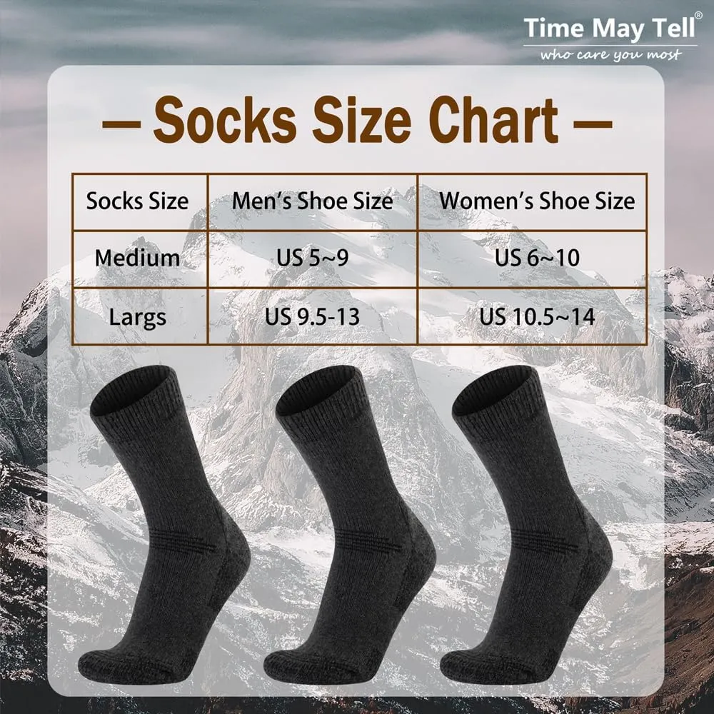 Time May Tell Mens Merino Wool Hiking Cushioning Socks For Outdoor Wool-Socks-For-Mens 3 Pack