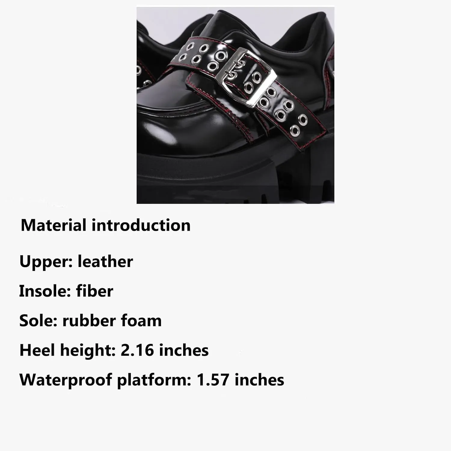 Women's Patent Leather Double-Breasted Chunky Platform Loafers Retro Round-Toed Lug Sole Anti-Slider Heel Slip-On Gothic Dress Shoes